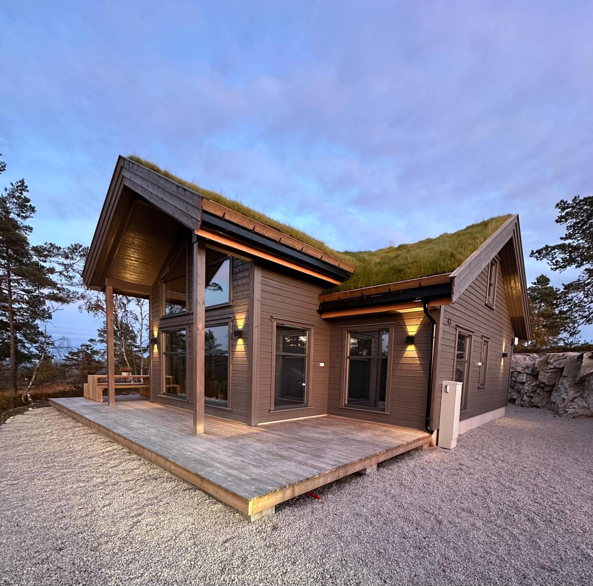 Modern Northern Lights Cabin Drangedal Bagian luar foto